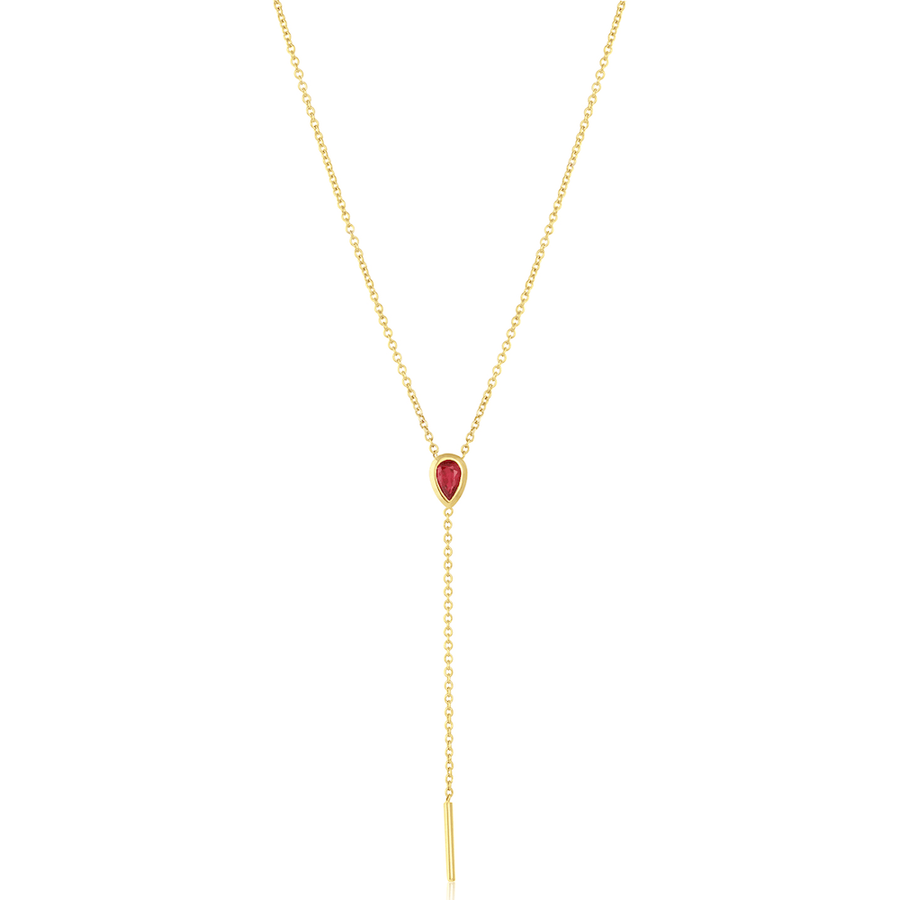 Marrow Fine Jewelry Ruby Stillwater Lariat Layering Necklace [Yellow Gold]