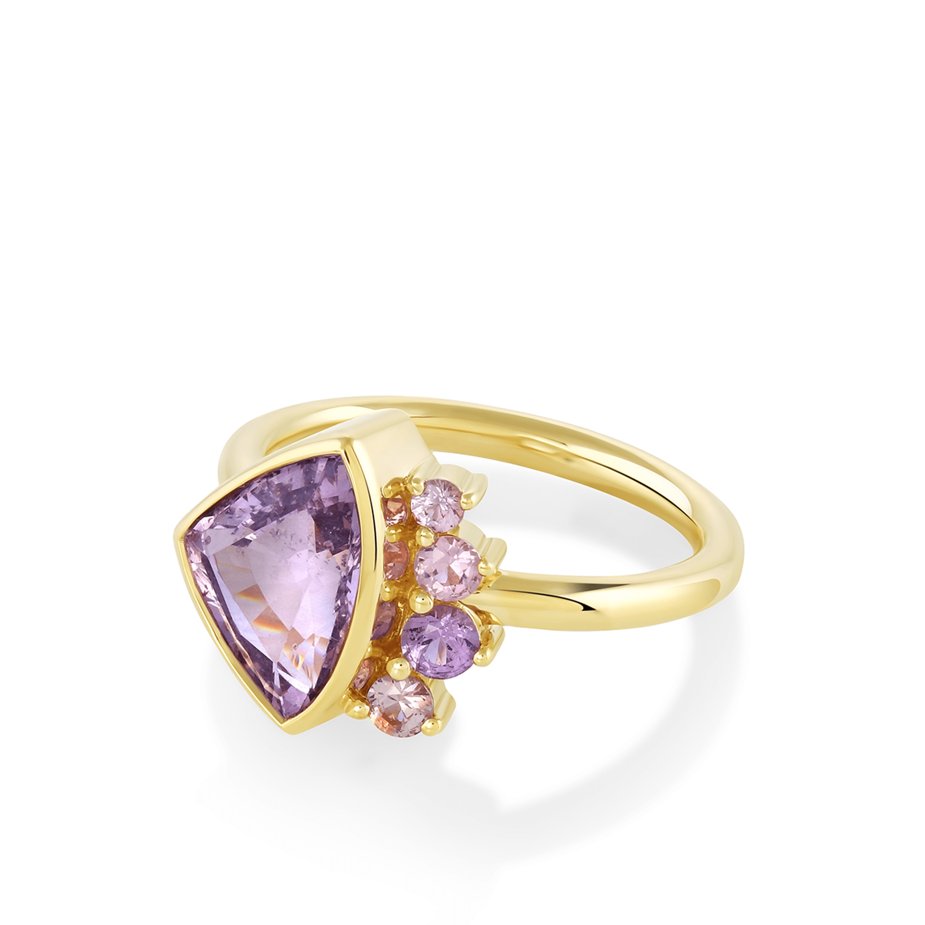 Marrow Fine Jewelry Lavender Spinel Trillion Spray Ring [Yellow Gold]