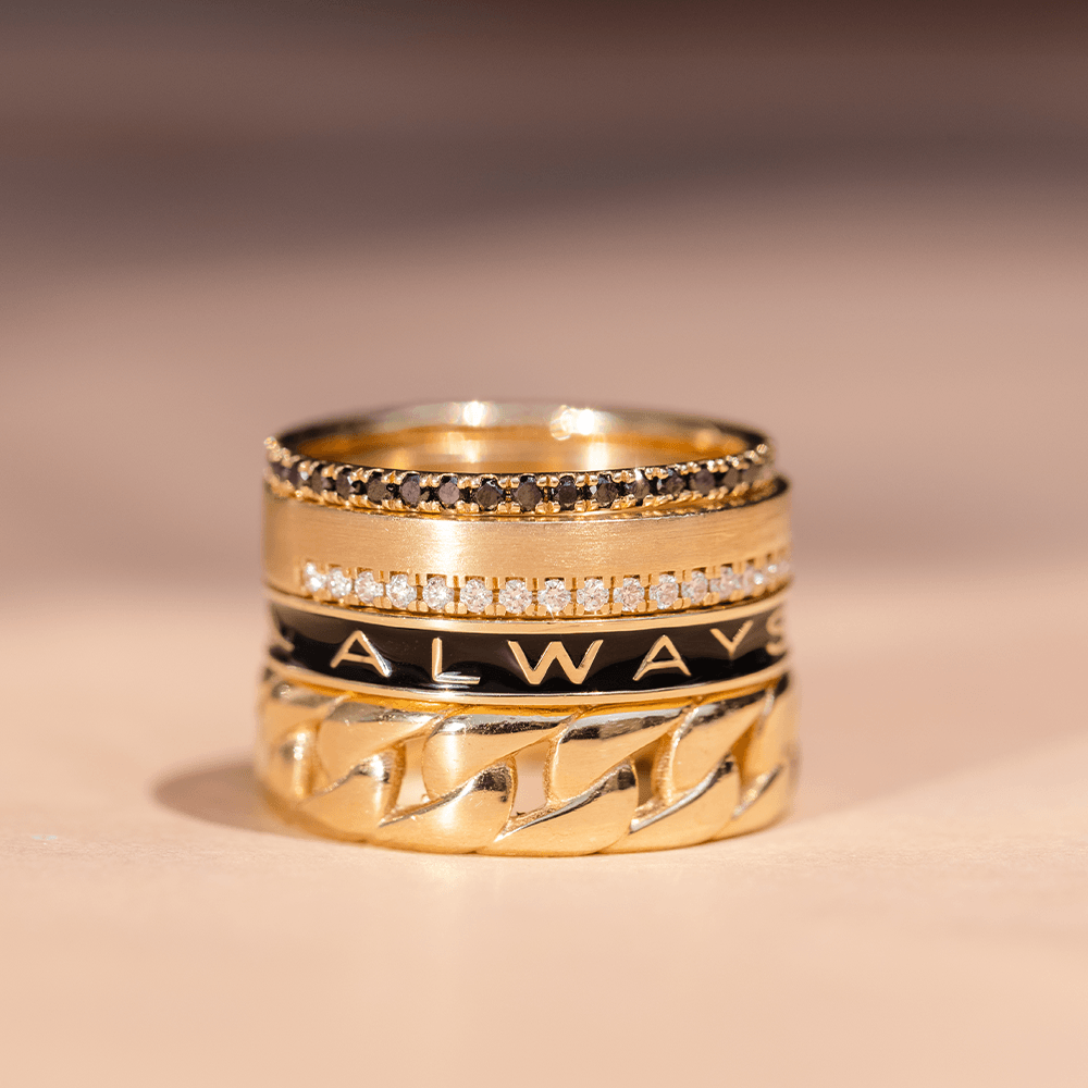 "Always" Gold Memory Ring – Black Enamel - Marrow Fine