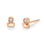 Marrow Fine Jewelry White Diamond Round Bezel Solid Gold Stud Earrings [Rose Gold]