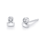 Marrow Fine Jewelry White Diamond Round Bezel Solid Gold Stud Earrings [White Gold]