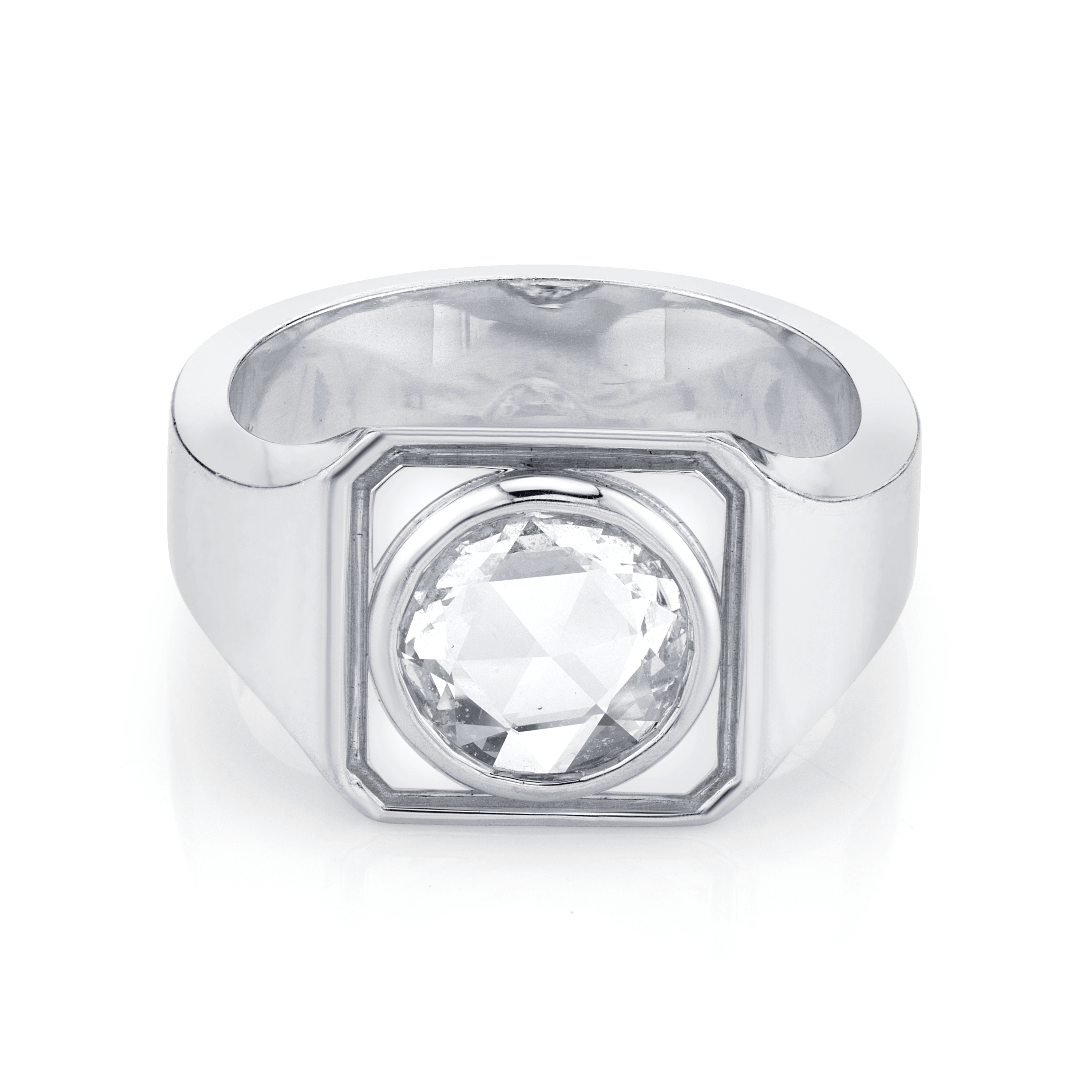 Marrow Fine Jewelry Rose Cut Diamond Signet Band [White Gold]