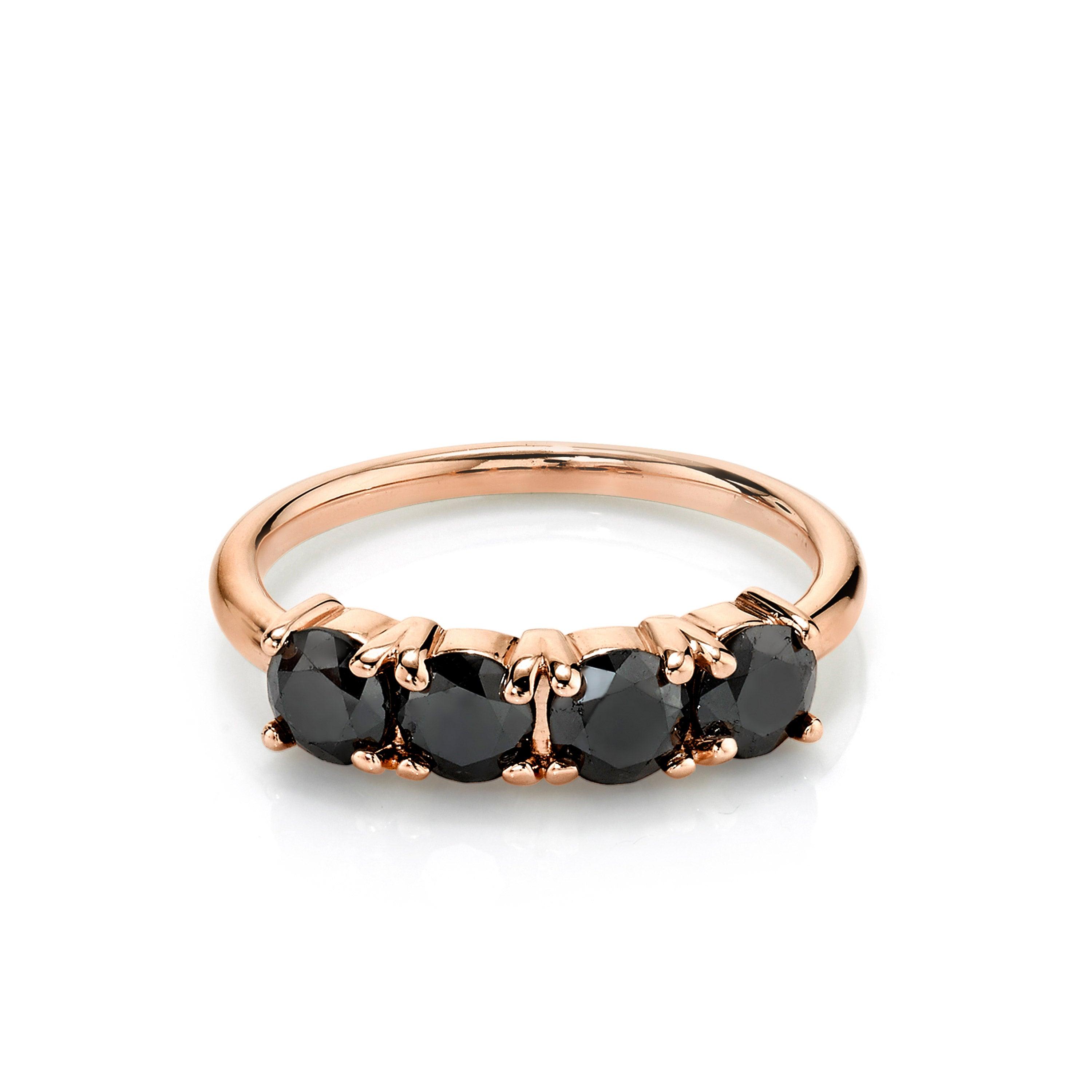 Marrow Fine Jewelry Four Stone Rose Cut Black Diamond Ring [Rose Gold]