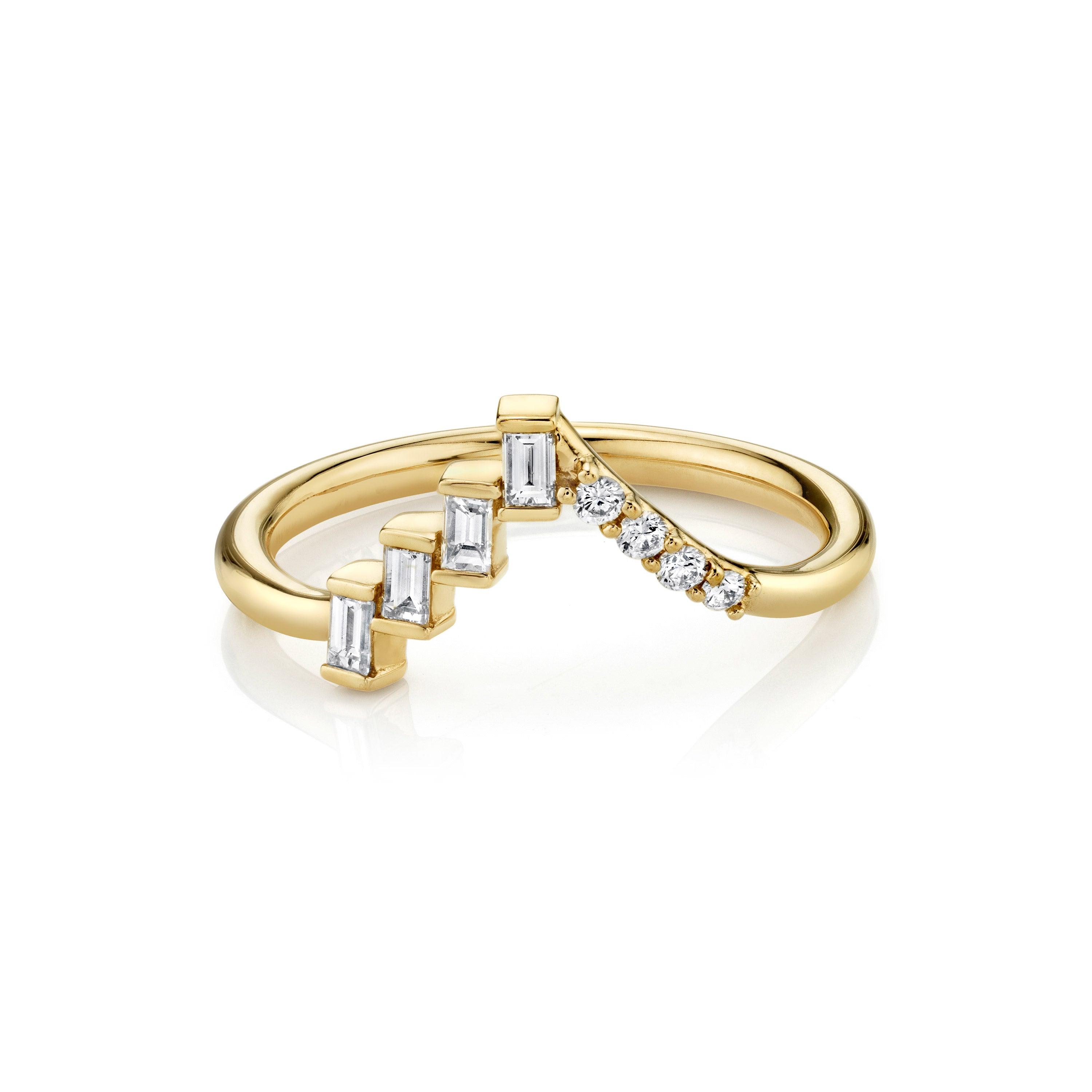 Marrow Fine Jewelry White Diamond Asymmetrical Mixed Shape Band [Yellow Gold]