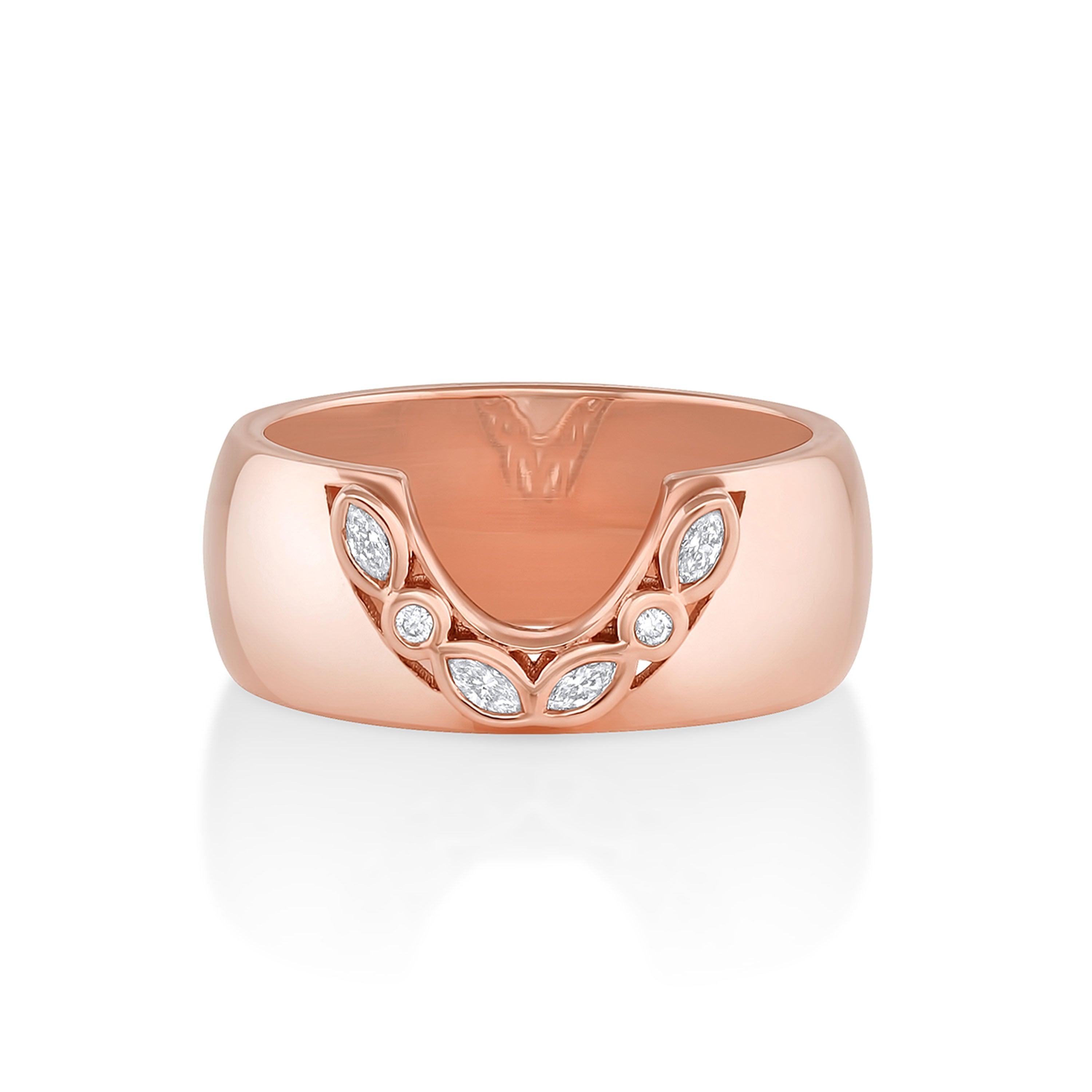 Marrow Fine Jewelry White Diamond Mixed Shape Selene Cigar Band [Rose Gold]