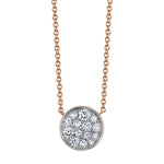 Marrow Fine Jewelry White Diamond Full Moon Phase Circle Pendant With Solid Gold Chain [Rose Gold]