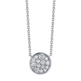 Marrow Fine Jewelry White Diamond Full Moon Phase Circle Pendant With Solid Gold Chain [White Gold]