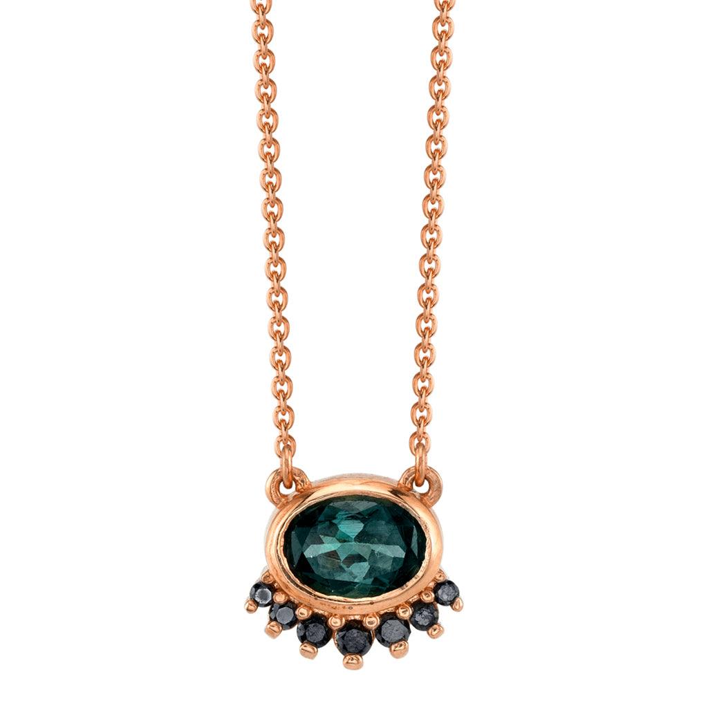 Marrow Fine Jewelry Tourmaline And Black Diamond Spray Solid Gold Chain Choker [Rose Gold]