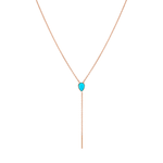 Marrow Fine Jewelry Turquoise Lariat With Solid Gold Dainty Chain [Rose Gold]