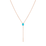 Marrow Fine Jewelry Turquoise Lariat With Solid Gold Dainty Chain [Rose Gold]