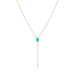 Marrow Fine Jewelry Turquoise Lariat With Solid Gold Dainty Chain [Yellow Gold]