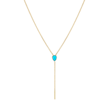 Marrow Fine Jewelry Turquoise Lariat With Solid Gold Dainty Chain [Yellow Gold]