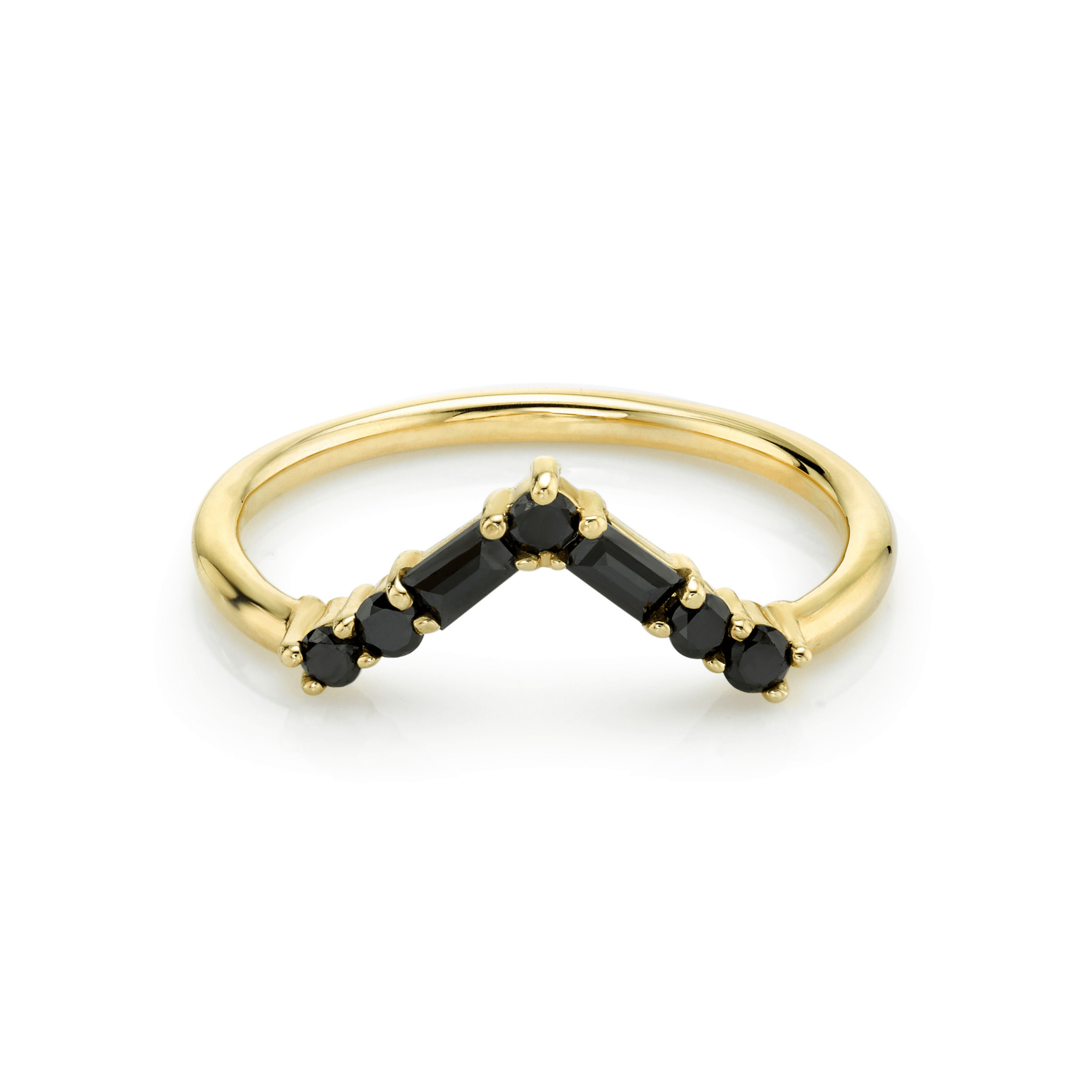 Marrow Fine Jewelry Black Diamond Triangle Stacking Band [Yellow Gold]