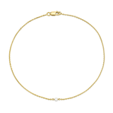 Marrow Fine Jewelry Dainty Solid Golf Chain Pearl Anklet [Yellow Gold]