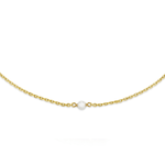 Marrow Fine Jewelry Dainty Solid Golf Chain Pearl Anklet [Yellow Gold]