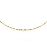 Marrow Fine Jewelry Dainty Solid Golf Chain Pearl Anklet [Yellow Gold]