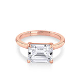 Marrow Fine Jewelry East/west Set White Diamond Emerald Cut Engagement Ring With Bead Prongs [Rose Gold]