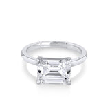 Marrow Fine Jewelry East/west Set White Diamond Emerald Cut Engagement Ring With Bead Prongs [White Gold]