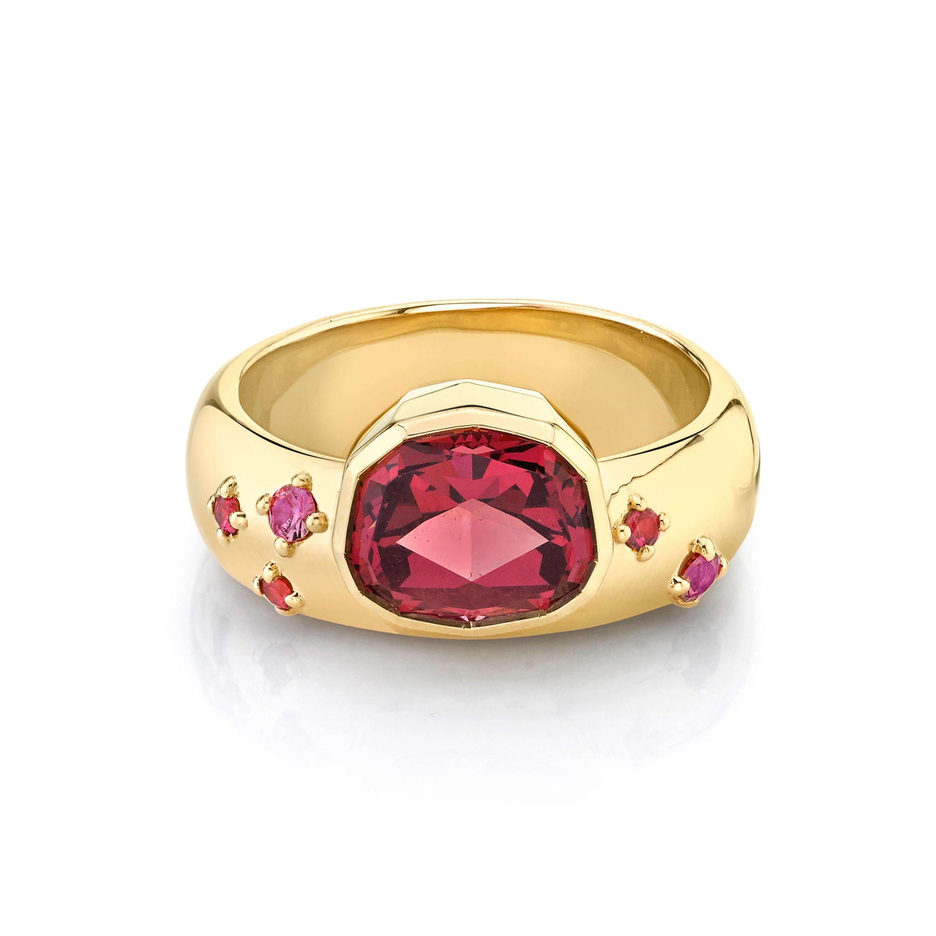 Marrow Fine Jewelry Red Spinel Bezel Ring And Sapphire Band [Yellow Gold]