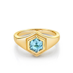 Marrow Fine Jewelry Hexagon Aquamarine Boyfriend Signet [Yellow Gold]