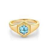 Marrow Fine Jewelry Hexagon Aquamarine Boyfriend Signet [Yellow Gold]