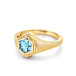 Marrow Fine Jewelry Hexagon Aquamarine Boyfriend Signet [Yellow Gold]