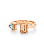 Marrow Fine Jewelry Aquamarine Topaz Open Shank Toi Et Moi Ring [Rose Gold]