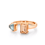 Marrow Fine Jewelry Aquamarine Topaz Open Shank Toi Et Moi Ring [Rose Gold]