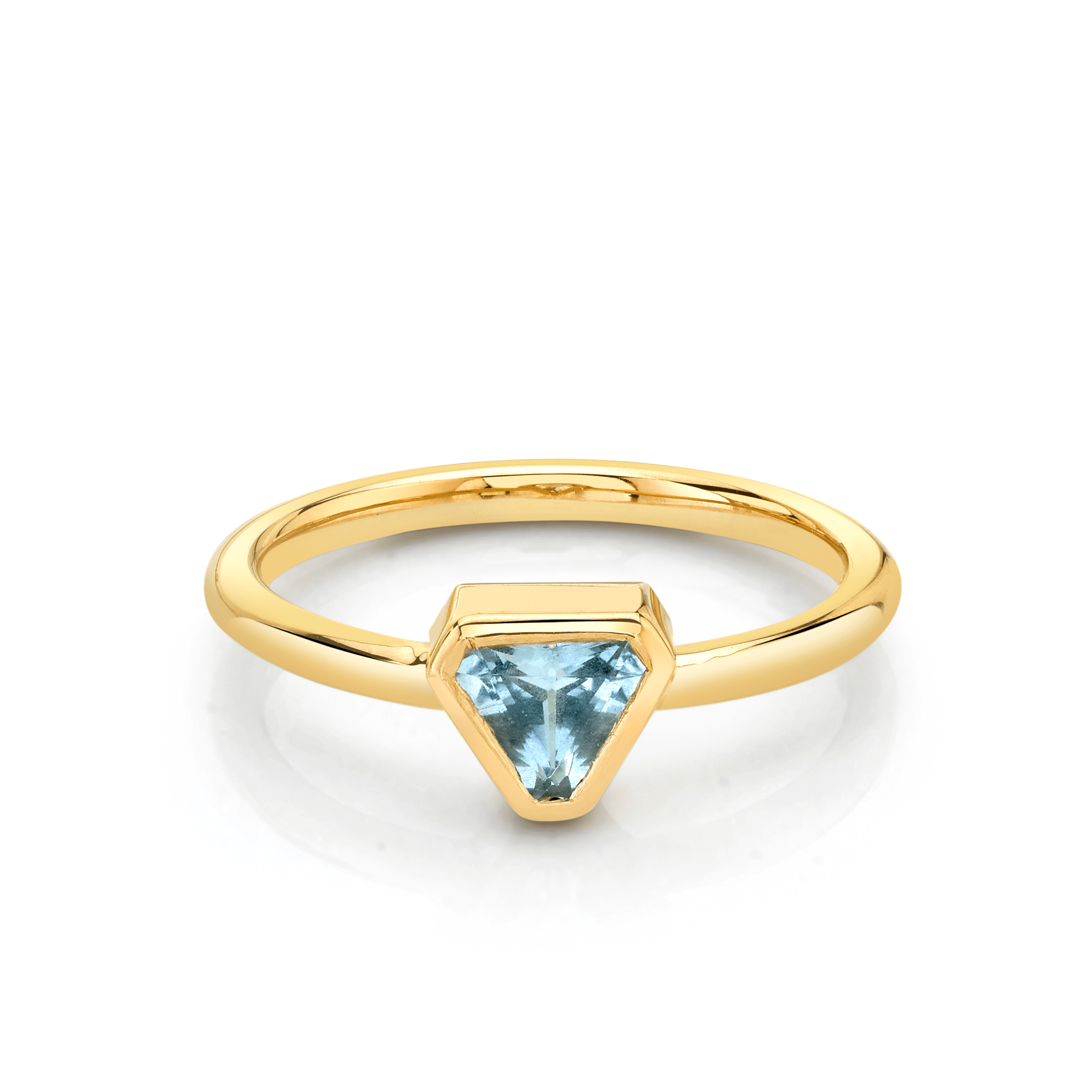 Marrow Fine Jewelry Aquamarine Bezel Trillion Ring [Yellow Gold]