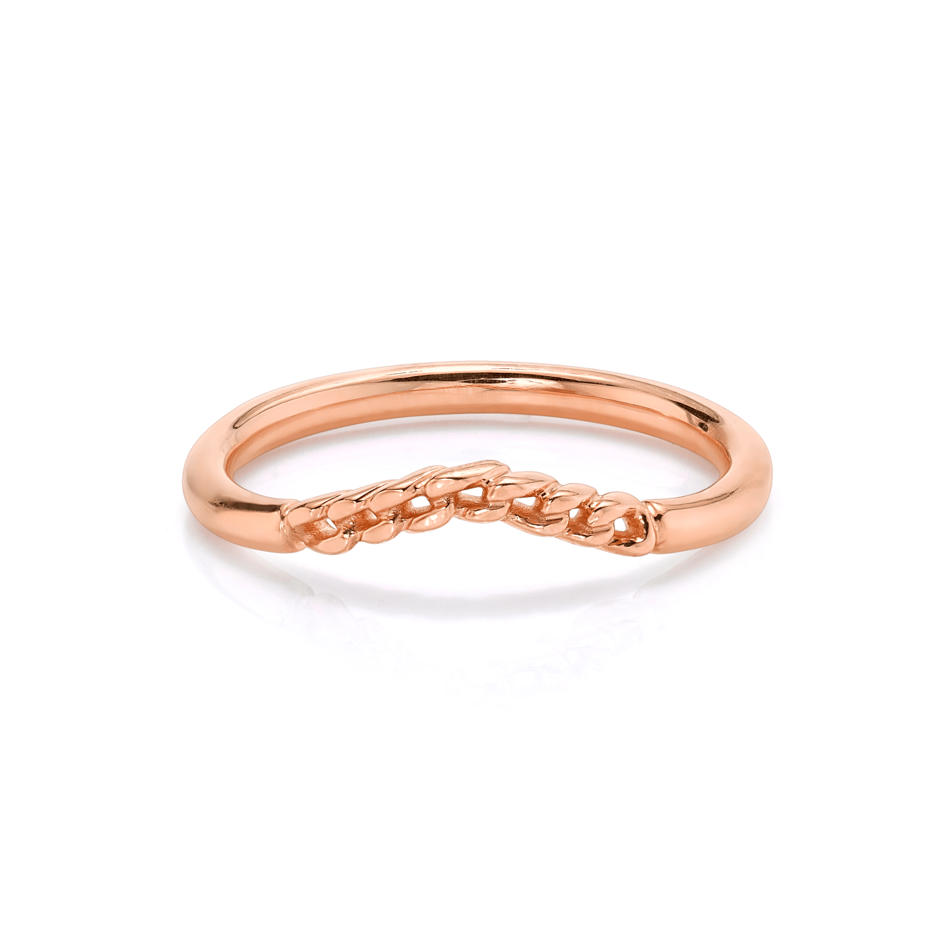 Marrow Fine Jewelry Dainty Chain Wave Ring [Rose Gold]