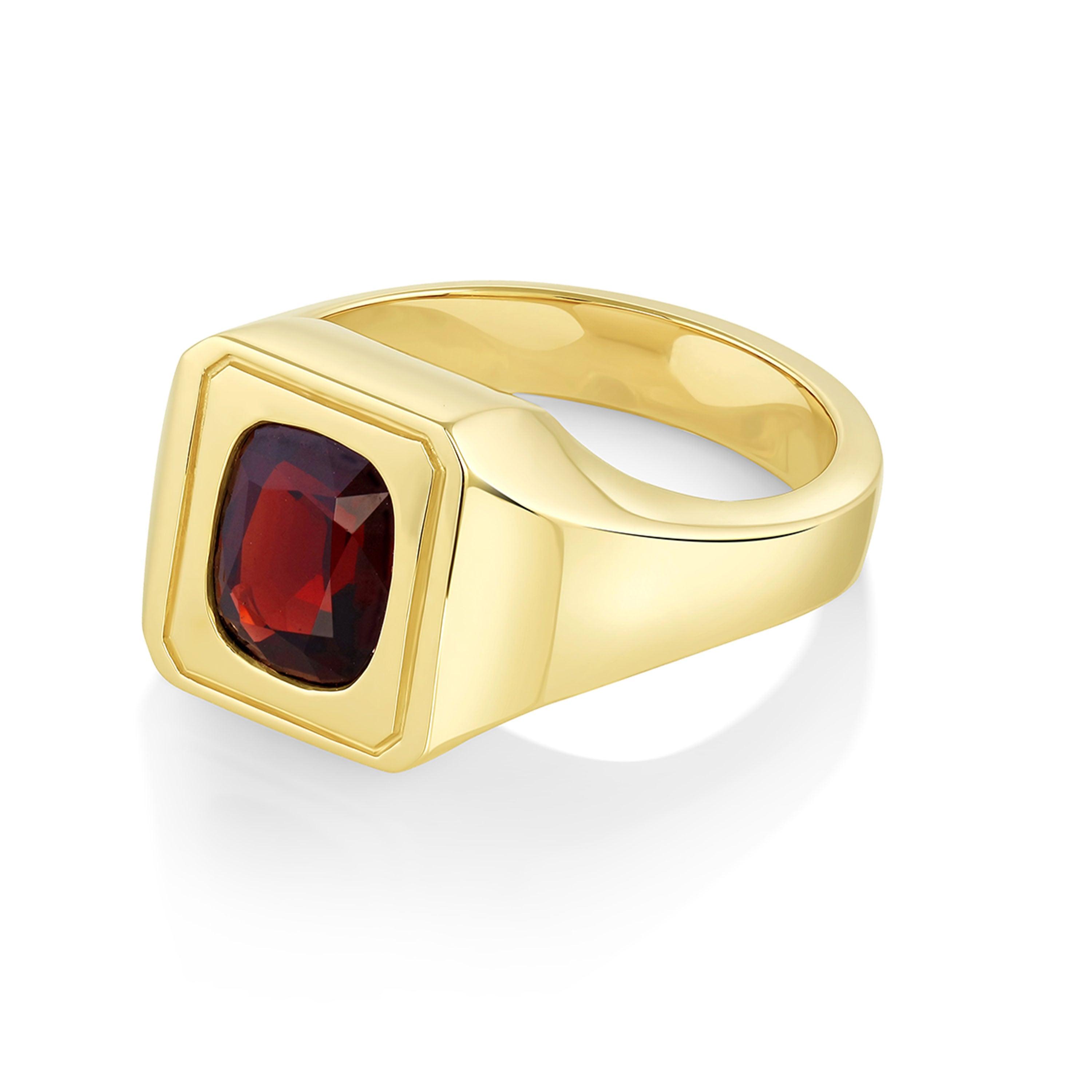 Marrow Fine Jewelry Red Spinel Men's Signet Ring [Yellow Gold]