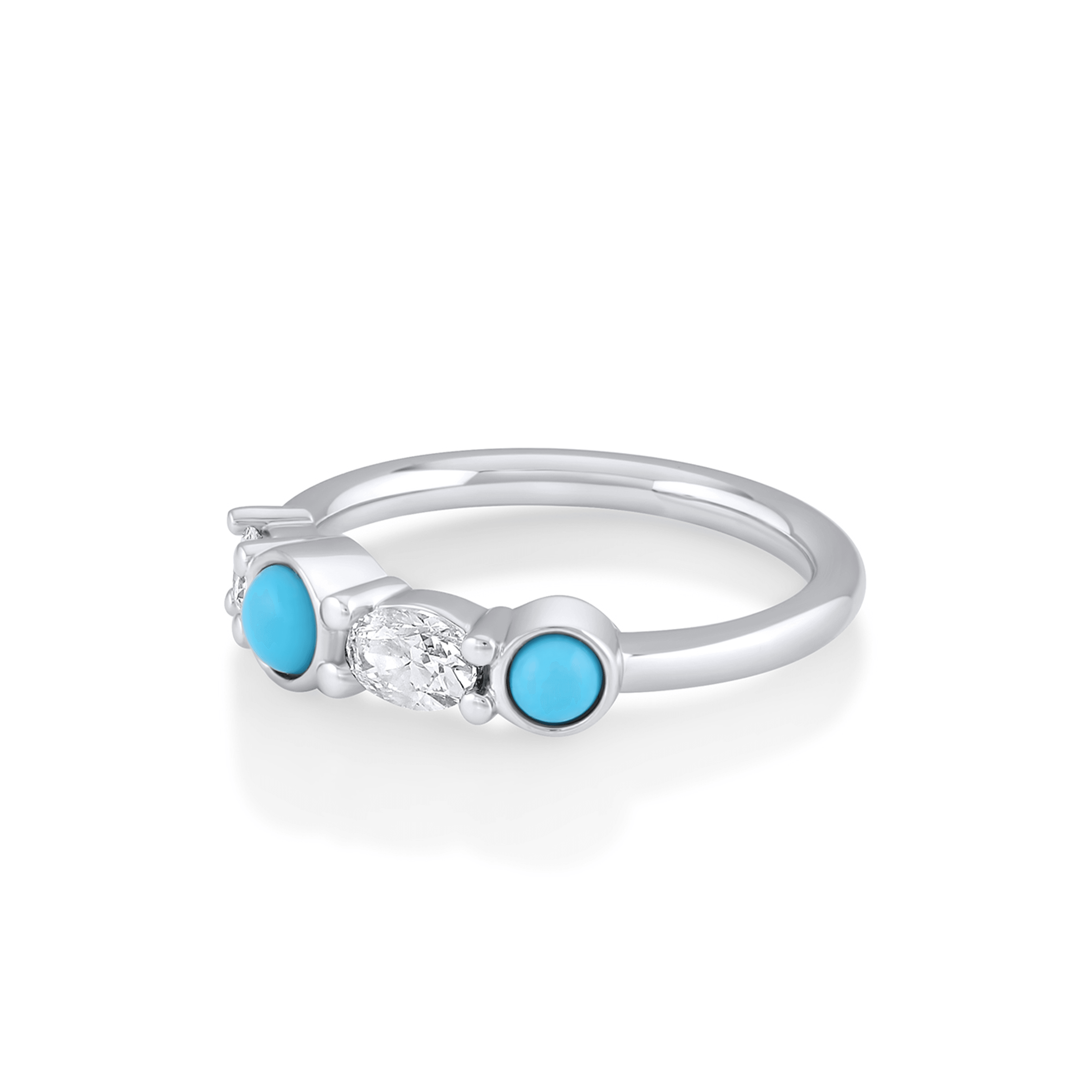 Marrow Fine Jewelry Turquoise And White Diamond Linear Ring [White Gold]