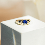 1.58ct Blue Sapphire & White Cadillac Diamond Bombe Ring - Marrow Fine