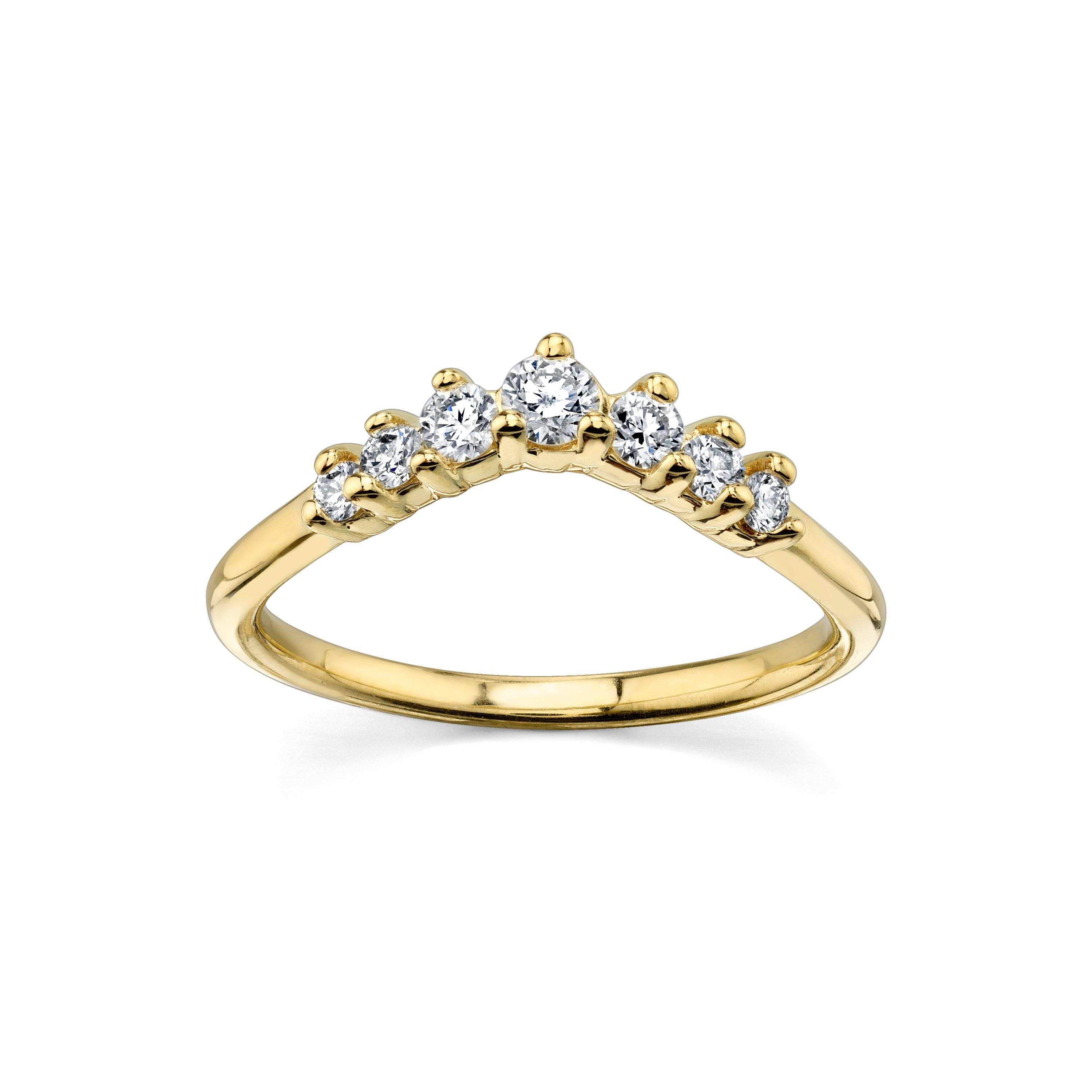 Marrow Fine Jewelry White Diamond Seven Stone Wedding And Stacking Band [Yellow Gold]