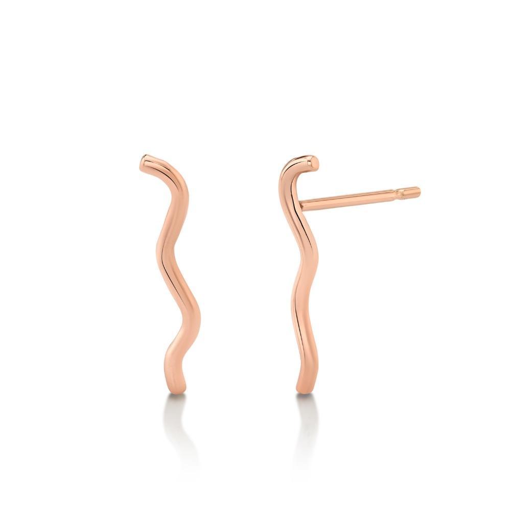 Marrow Fine Jewelry Dainty Squiggle Stud Earrings [Rose Gold]