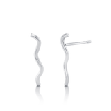 Marrow Fine Jewelry Dainty Squiggle Stud Earrings [White Gold]