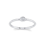 Marrow Fine Jewelry Dainty White Diamond Solitaire Sacking Ring [White Gold]