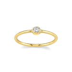 Marrow Fine Jewelry Dainty White Diamond Solitaire Sacking Ring [Yellow Gold]