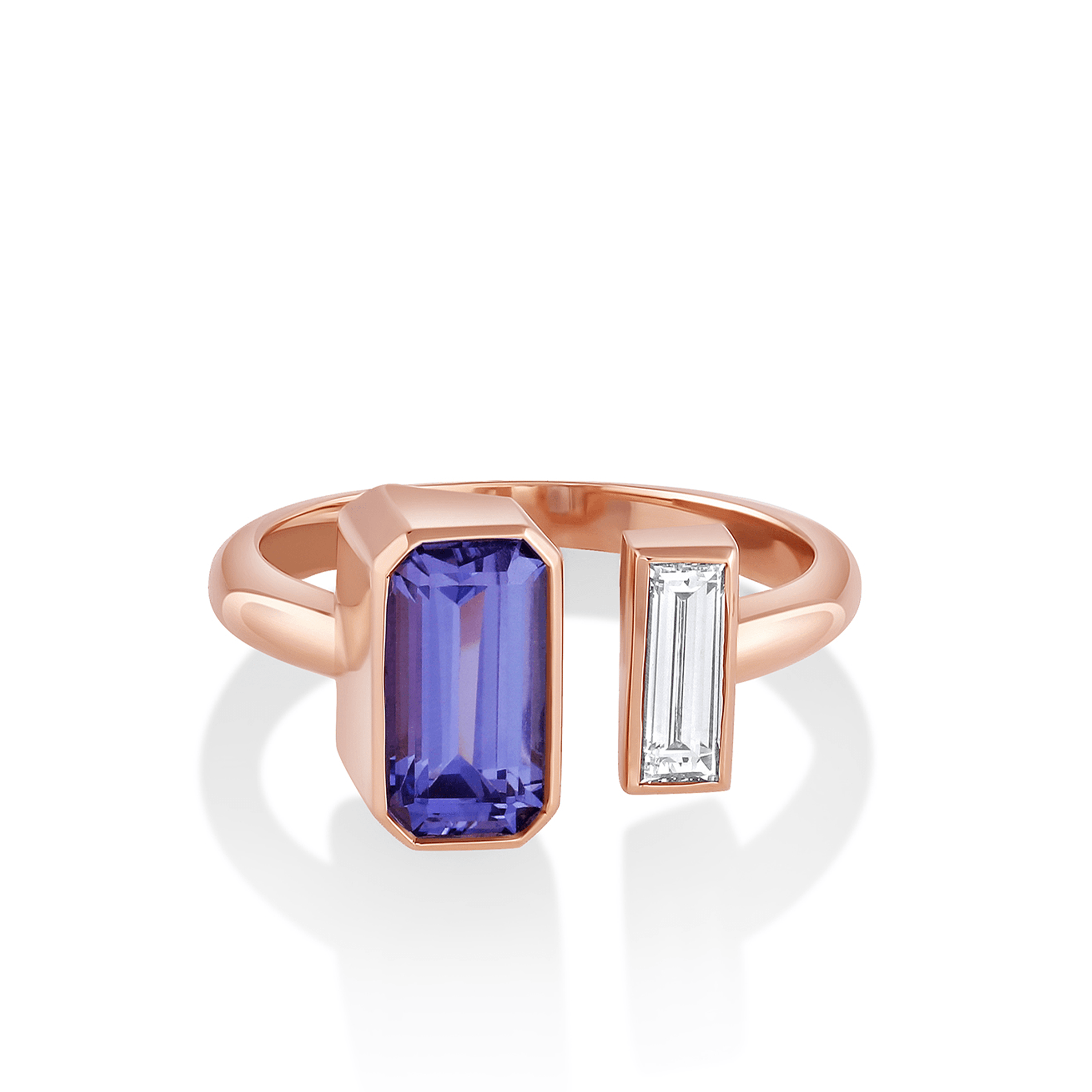 Marrow Fine Jewelry Tanzanite White Diamond Toi et Moi Ring [Rose Gold]