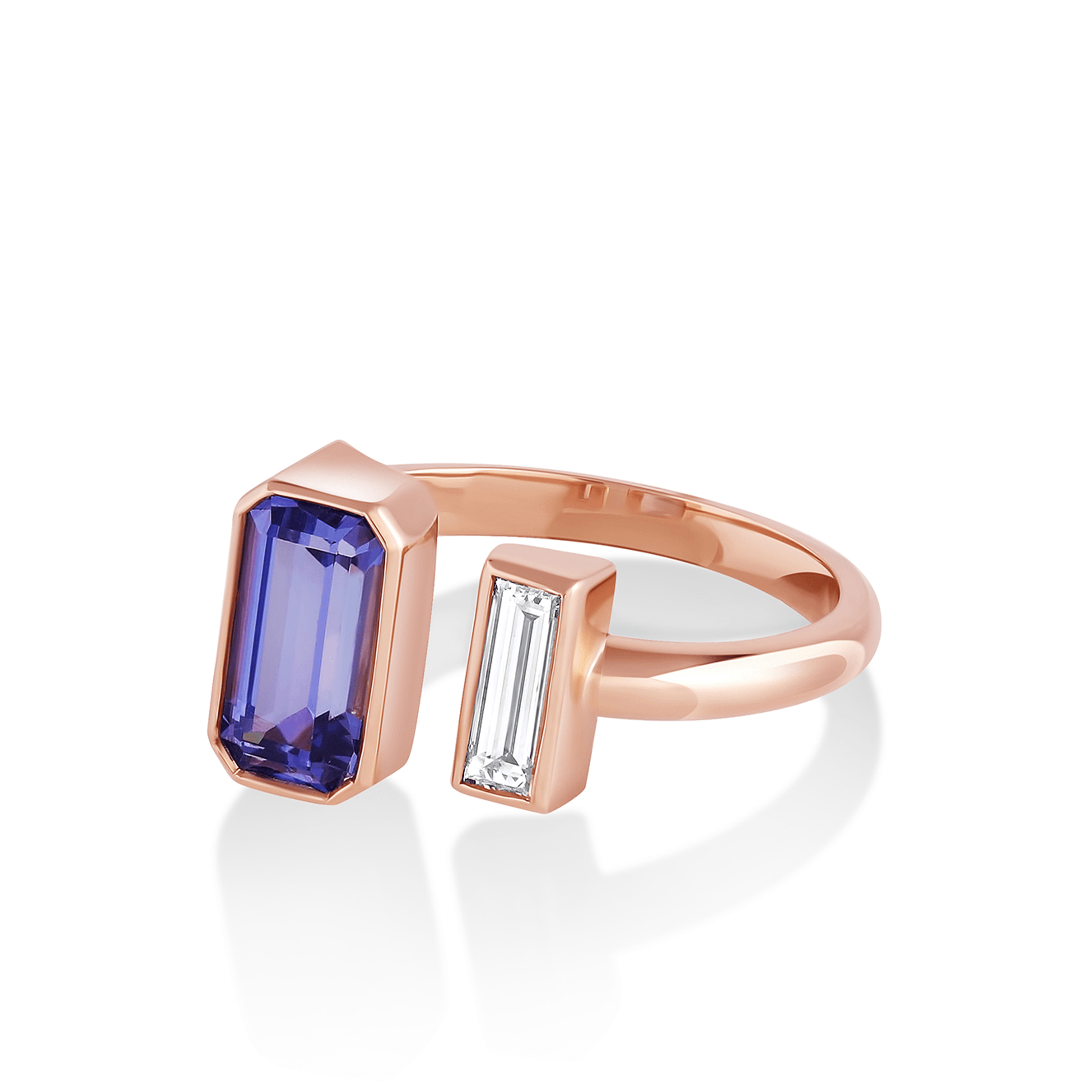 Marrow Fine Jewelry Tanzanite White Diamond Toi et Moi Ring [Rose Gold]