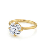 Marrow Fine Jewelry White Diamond Cushion Cut Solitaire Engagement Ring With Claw Prongs [Yellow Gold]