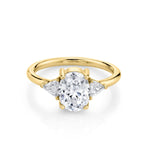 Marrow Fine Jewelry White Diamond Oval And Trillion Three Stone Engagement Ring [Yellow Gold]