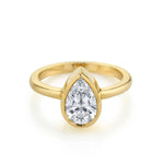 Marrow Fine Jewelry Karina White Diamond Pear Bezel Engagement Ring [Yellow Gold]