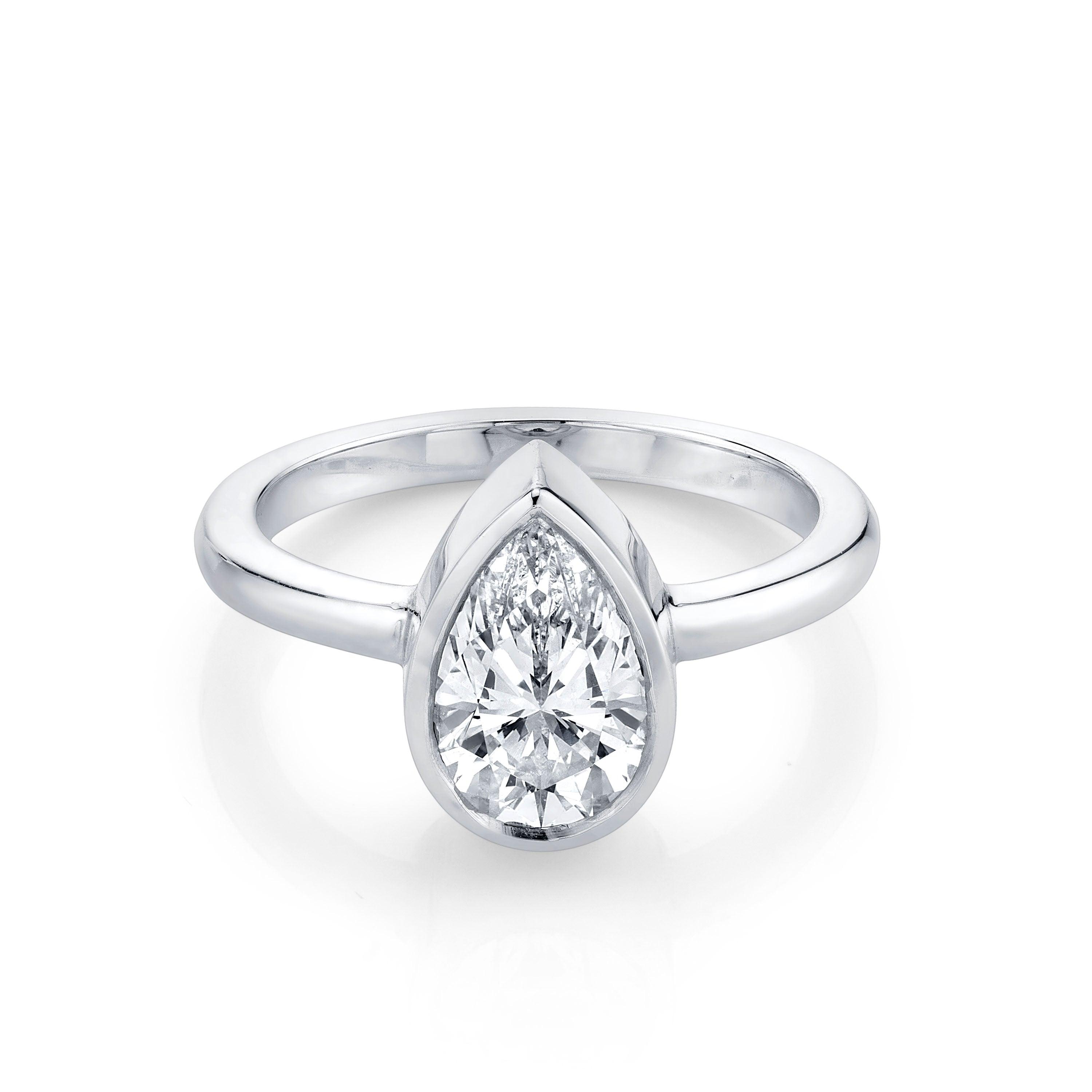 Marrow Fine Jewelry Karina White Diamond Pear Bezel Engagement Ring [White Gold]