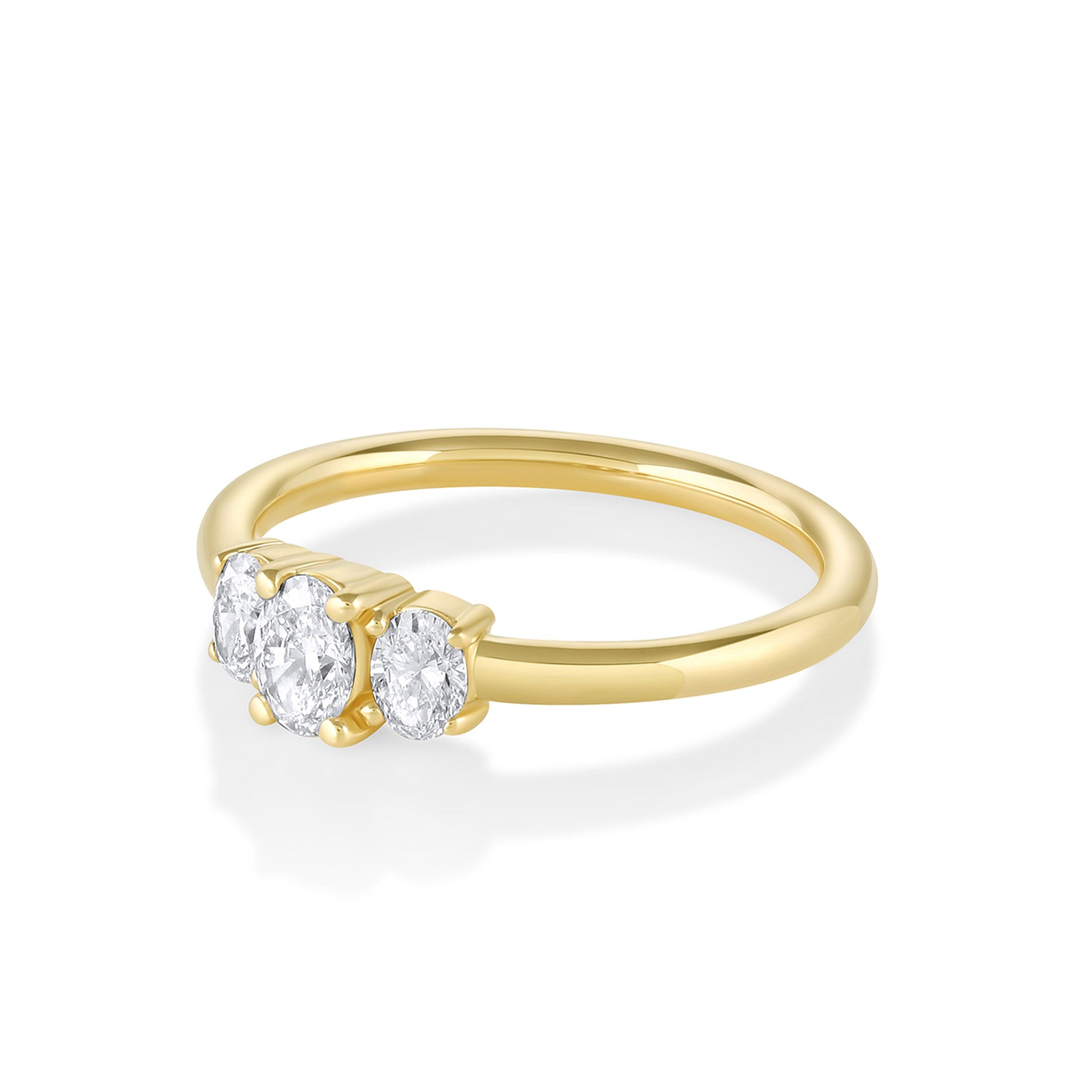 Marrow Fine Jewelry Minuette Collection Michelle Oval Three-Stone White Diamond Engagement Ring [Yellow Gold]