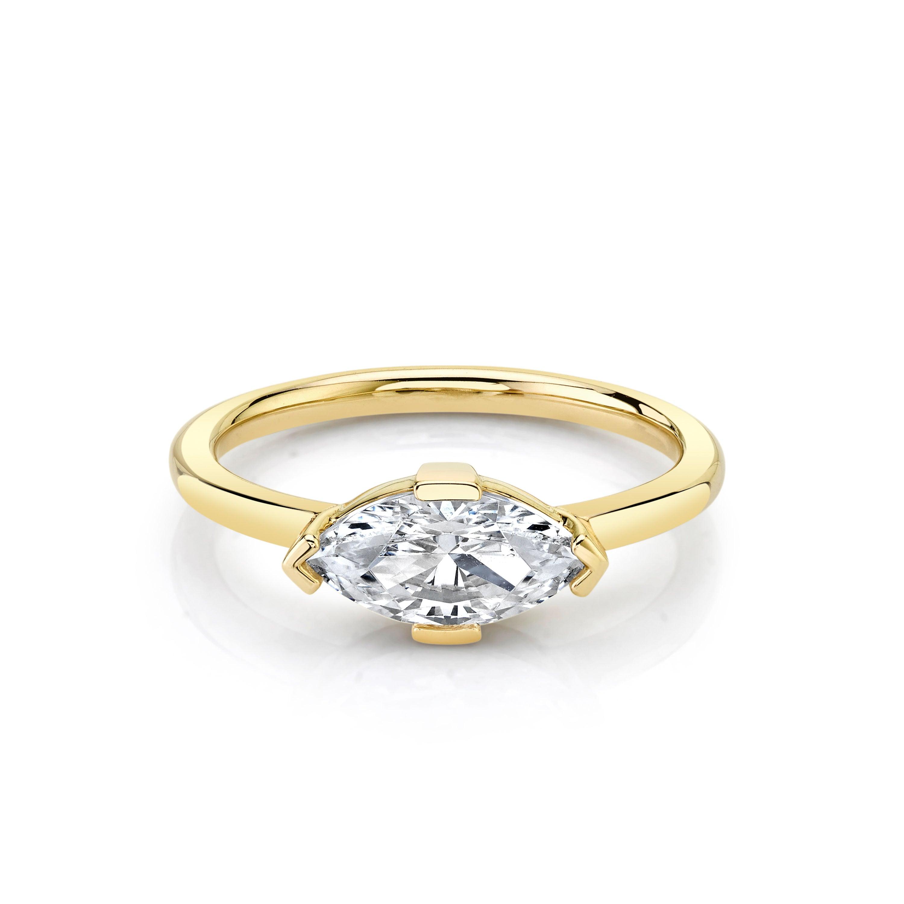 Marrow Fine Jewelry East/west Set White Diamond Marquise Engagement Ring With Tab Prongs [Yellow Gold]