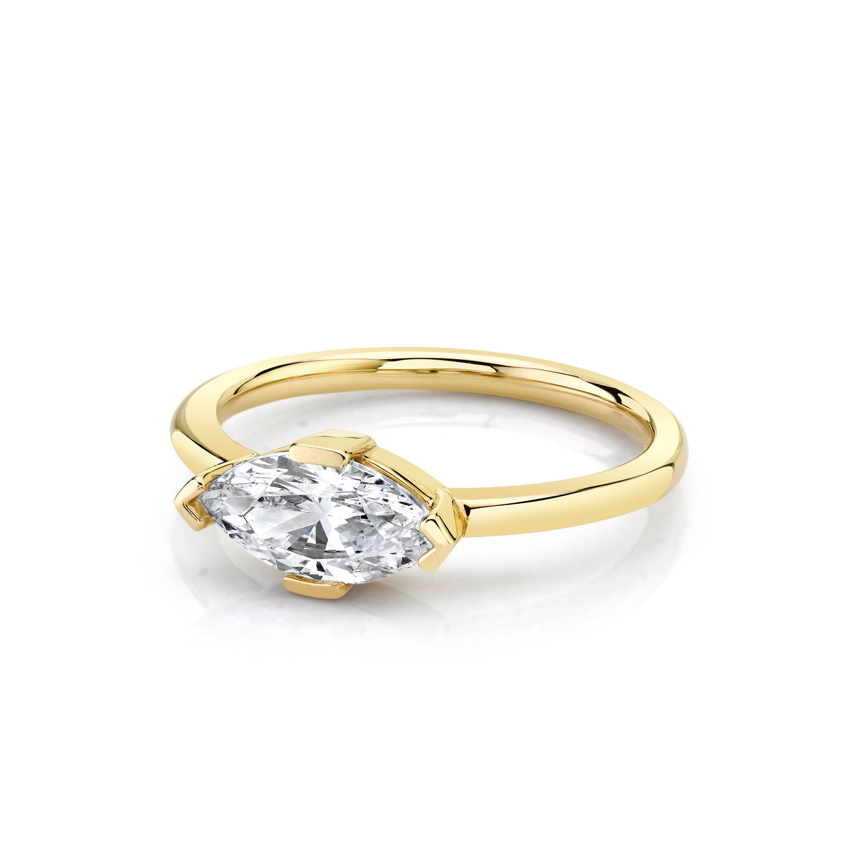 Marrow Fine Jewelry East/west Set White Diamond Marquise Engagement Ring With Tab Prongs [Yellow Gold]