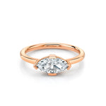 Marrow Fine Jewelry East/west Set White Diamond Marquise Engagement Ring With Tab Prongs [Rose Gold]