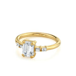 Marrow Fine Jewelry Emerald Cut White Diamond Engagement Ring With Baguette Side Diamonds [Yellow Gold]