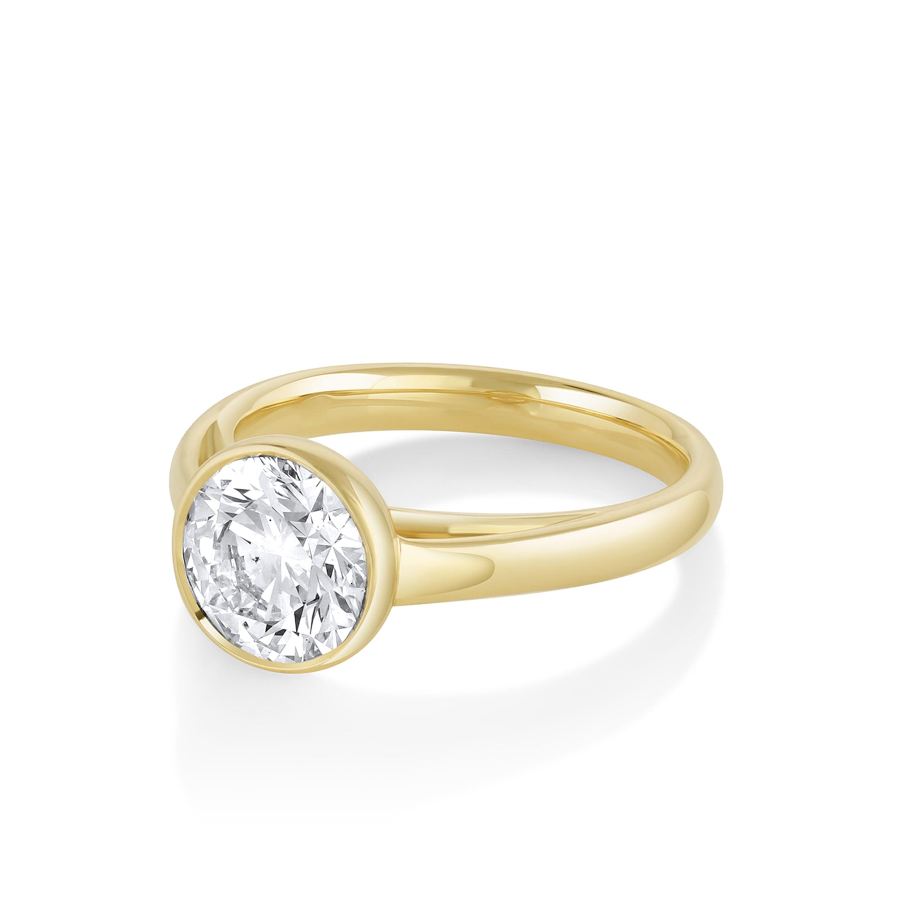 Marrow Fine Jewelry Tessa White Diamond Bezel Round Solitaire Engagement Ring [Yellow Gold]